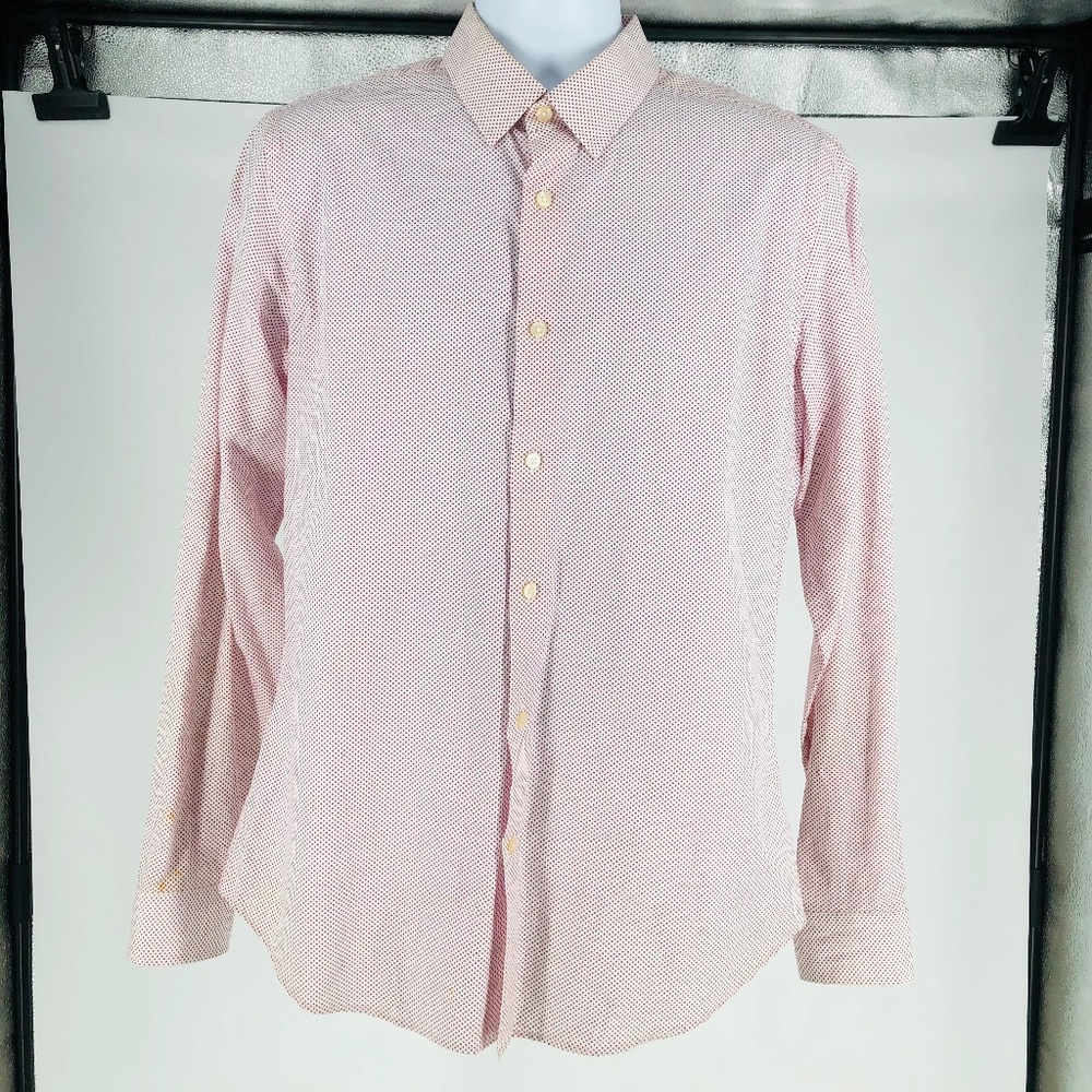 Pre-Owned Men's Express "Fitted" Polkadot Long Sleeve Shirt Size: M